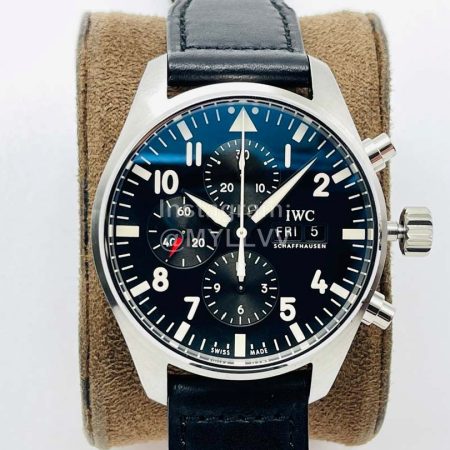 Iwc Zf Factory Leather Strap Black Dial Watch