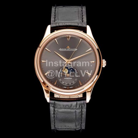 Jaeger Lecoultre Sapphire Crystal Glass 39mm Dial Leather Strap Watch