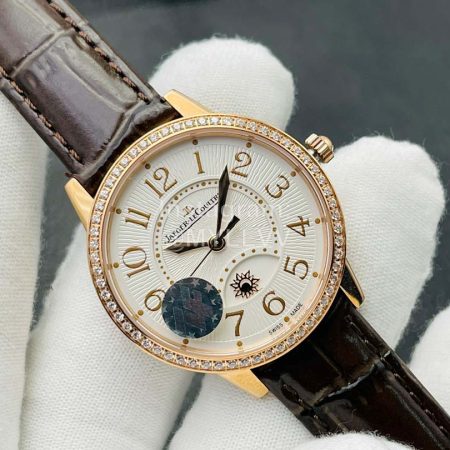 Jaeger Lecoultre New 34mm Dial Diamond Leather Strap Watch
