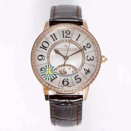 Jaeger Lecoultre Leather Strap 34mm Dial Diamond Watch