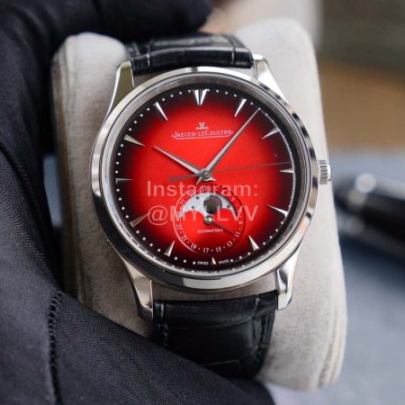 Jaeger Lecoultre Leather Strap 39mm Dial Watch Red