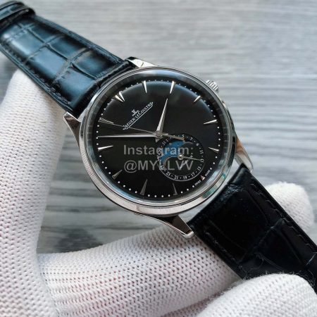 Jaeger Lecoultre Leather Strap 39mm Dial Watch For Men Black