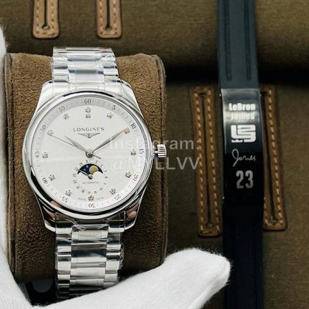 Longines Lg Factory Lunar Phase Function Steel Strap Watch