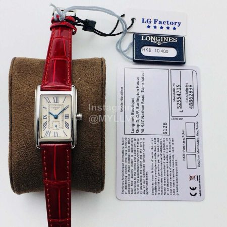 Longines Lg Factory Leather Strap Square Dial Watch Red