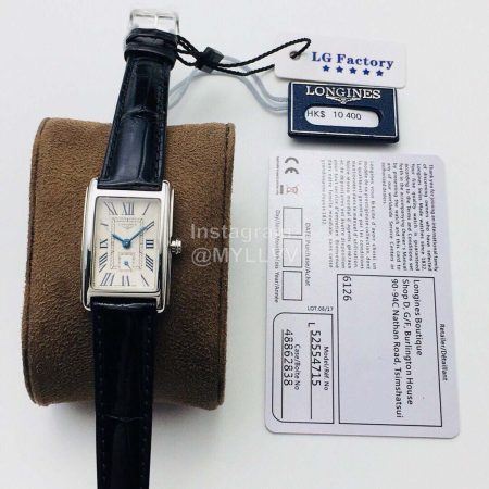 Longines Lg Factory Leather Strap Square Dial Watch Black