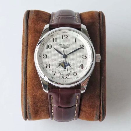 Longines Lunar Phase Leather Strap White Dial Watch