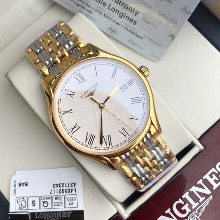 Longines Roman Numeral Dial Watch For Men And Women Gold