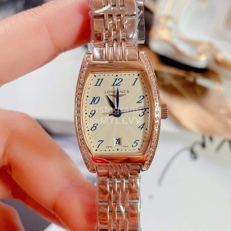 Longines New Wine Barrel Shaped Fine Steel Case Watch Rose Gold
