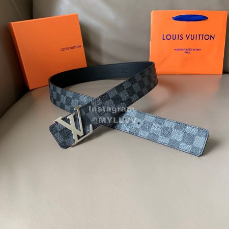 Lv Damier Graphite Canvas Leather Letter Buckle 40mm Belts Black