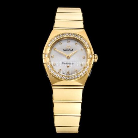 Omega G Factory 25mm White Dial Quartz Watch For Women Gold