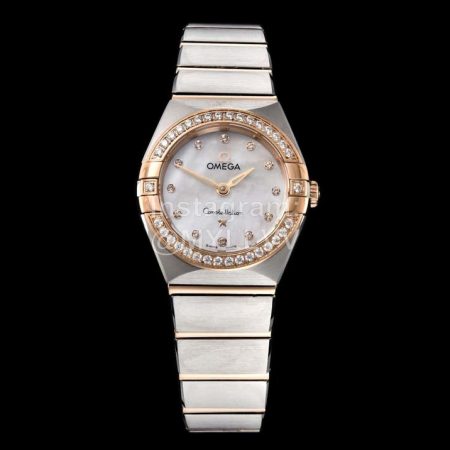 Omega G Factory 25mm White Dial Quartz Watch For Women Silver
