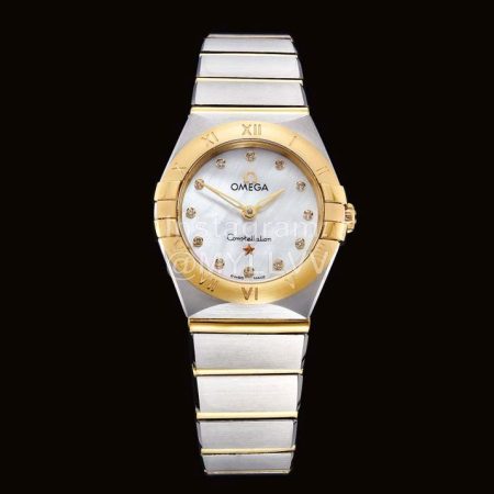 Omega G Factory 25mm White Dial Silver Quartz Watch For Women