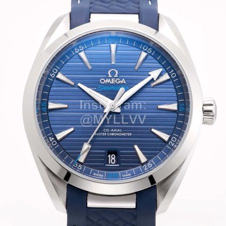 Omega Rubber Strap 41mm Navy Dial Watch