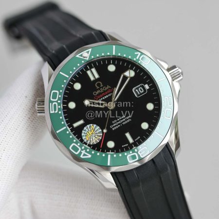 Omega Sapphire Crystal Luminous Rubber Strap Watch