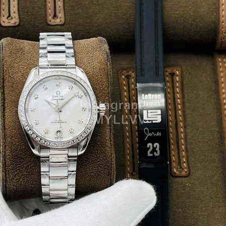 Omega Tws Factory 34mm Dial Diamond Mechanical Watch For Women