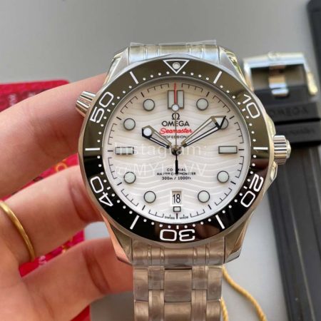 Omega 42mm White Dial 316l Steel Case Watch