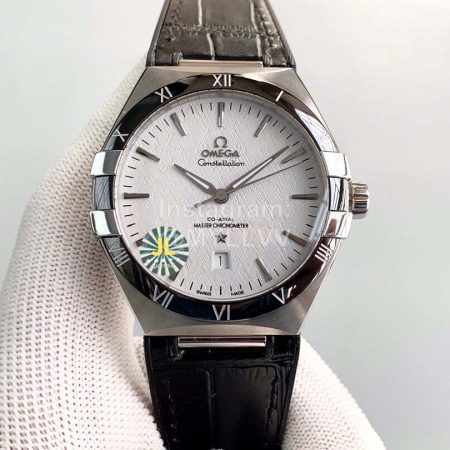 Omega Sapphire Glass Leather Strap Luminous Watch
