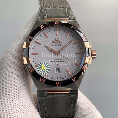 Omega New Sapphire Glass Leather Strap Luminous Watch