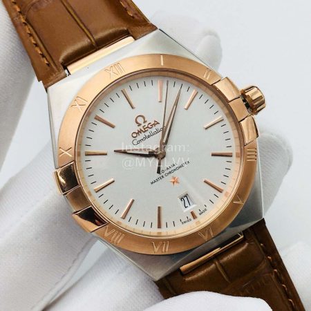 Omega Tw Factory Fashion 39mm Dial Leather Strap Watch