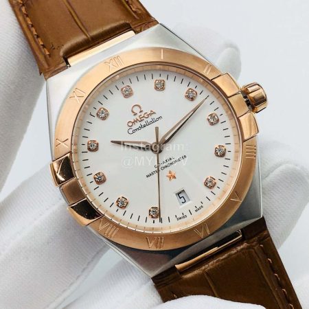 Omega Tw Factory New 39mm Dial Leather Strap Watch