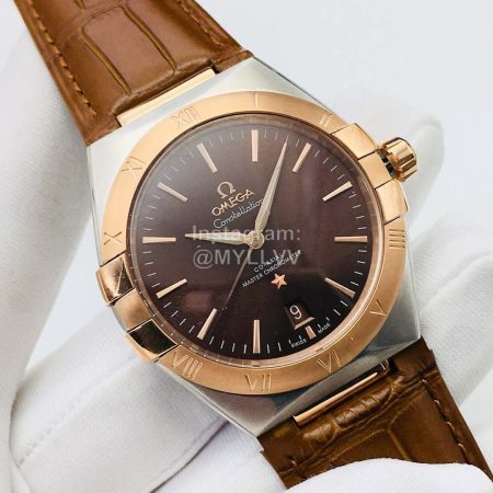 Omega Tw Factory Brown Leather Strap 39mm Dial Watch