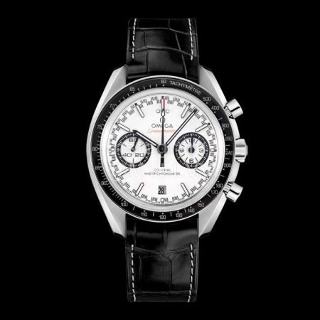 Omega Speedmaster Leather Strap Luminous Watch Black