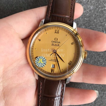 Omega Leather Strap 39.5mm Dial Watch Brown
