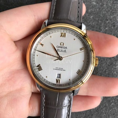 Omega Leather Strap 39.5mm Dial Watch Gray