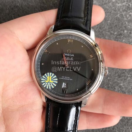 Omega Black Leather Strap 39.5mm Dial Watch