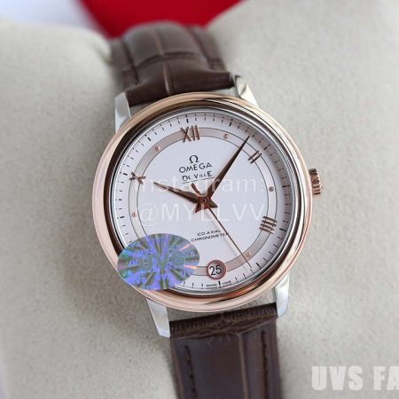 Omega Roman Numeral Dial Brown Leather Strap Watch