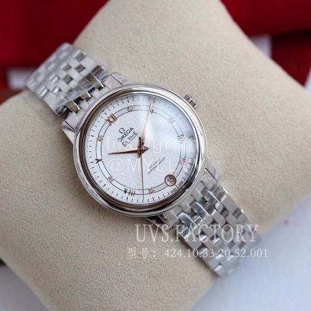 Omega Roman Numeral Dial Steel Strap Watch Silver