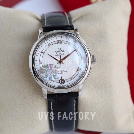 Omega Sapphire Crystal Leather Strap Watch