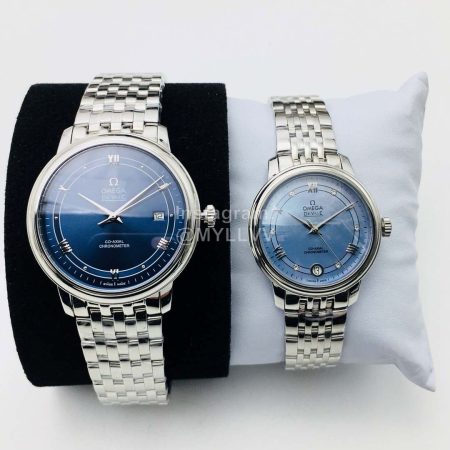 Omega Steel Strap Sapphire Crystal Watch Blue