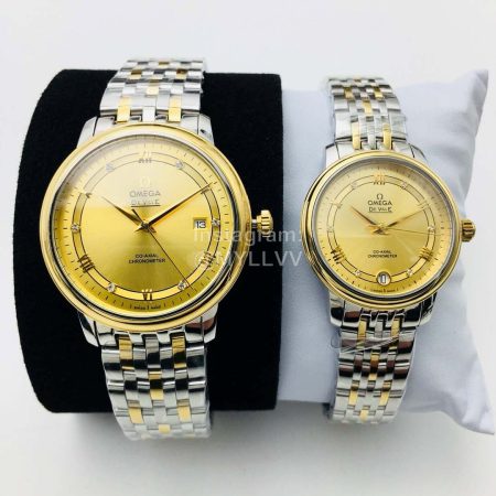 Omega Steel Strap Sapphire Crystal Watch Gold