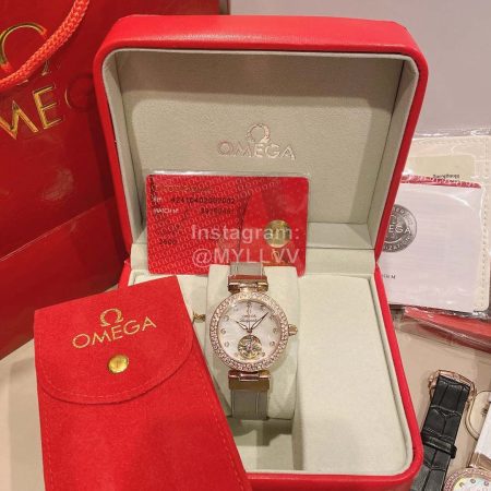 Omega Ladymatic Diamond Sapphire Crystal Watch For Women