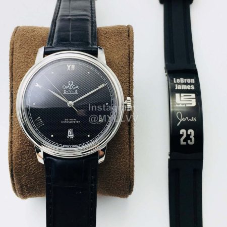 Omega Tw Factory 39.5mm Dial Black Leather Strap Watch