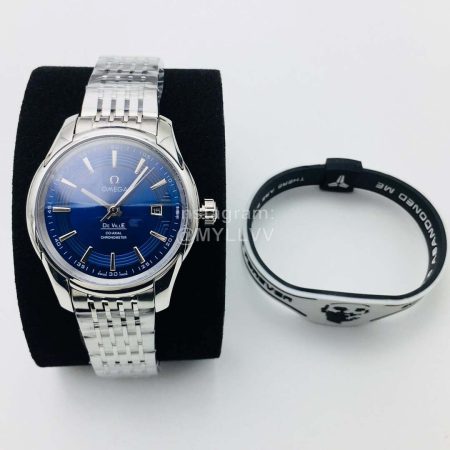 Omega Oe Factory Hour Vision Blue Dial Steel Strap Watch