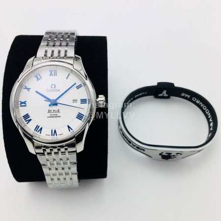 Omega Oe Factory Hour Vision White Dial Steel Strap Watch