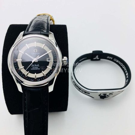 Omega Oe Factory Hour Vision Leather Strap Watch