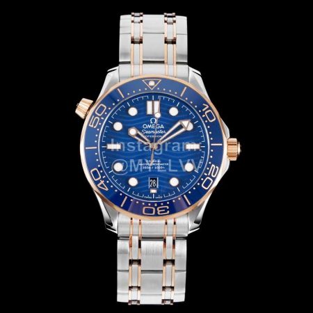 Omega Blue Ceramic Dial Steel Strap Watch