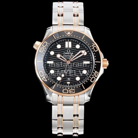 Omega Black Ceramic Dial Steel Strap Watch