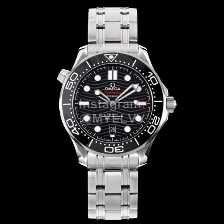 Omega Ceramic Dial Steel Strap Watch Black