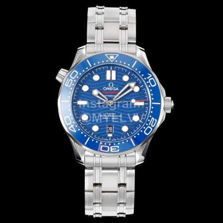 Omega Ceramic Dial Steel Strap Watch Blue