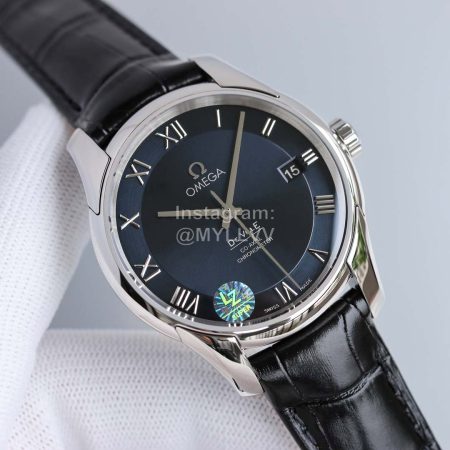 Omega Roman Numeral Dial Leather Strap Watch