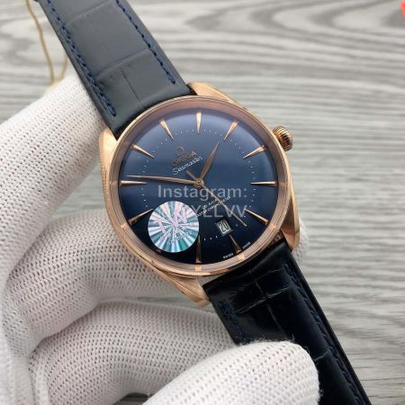 Omega Leather Strap Sapphire Crystal Watch For Men