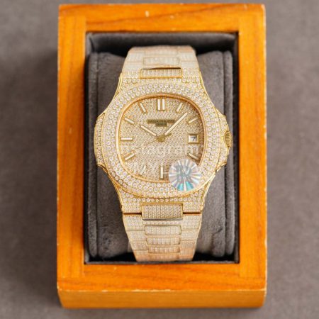 Patek Philippe Steel Strap Diamond Watch Gold