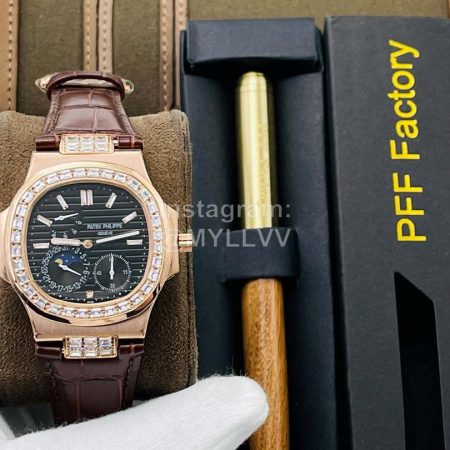 Patek Philippe Pff Factory Leather Strap Multifunctional Watch Brown