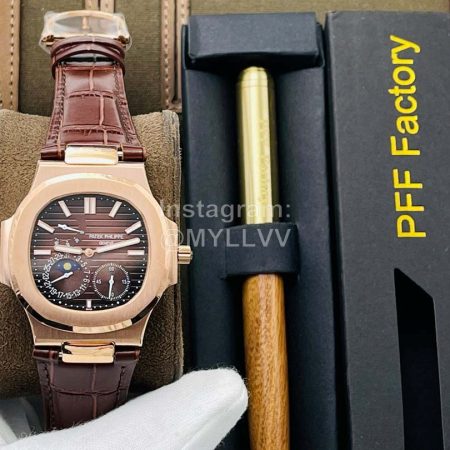 Patek Philippe Pff Factory Brown Leather Strap Multifunctional Watch