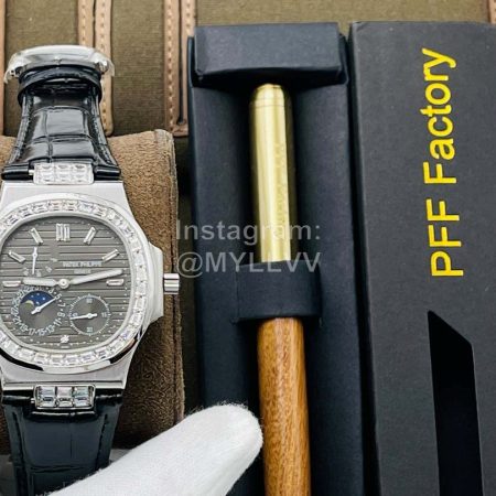 Patek Philippe Pff Factory Black Leather Strap Multifunctional Watch