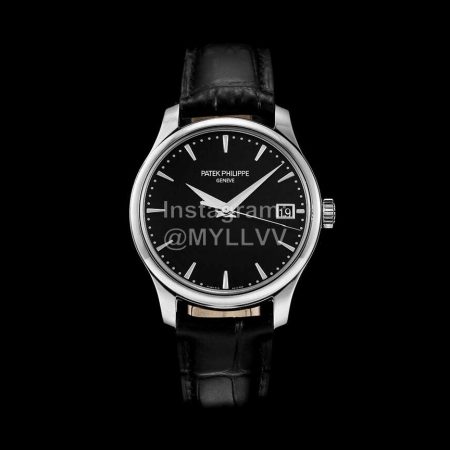 Patek Philippe Pff Factory Leather Strap 39mm Black Dial Watch